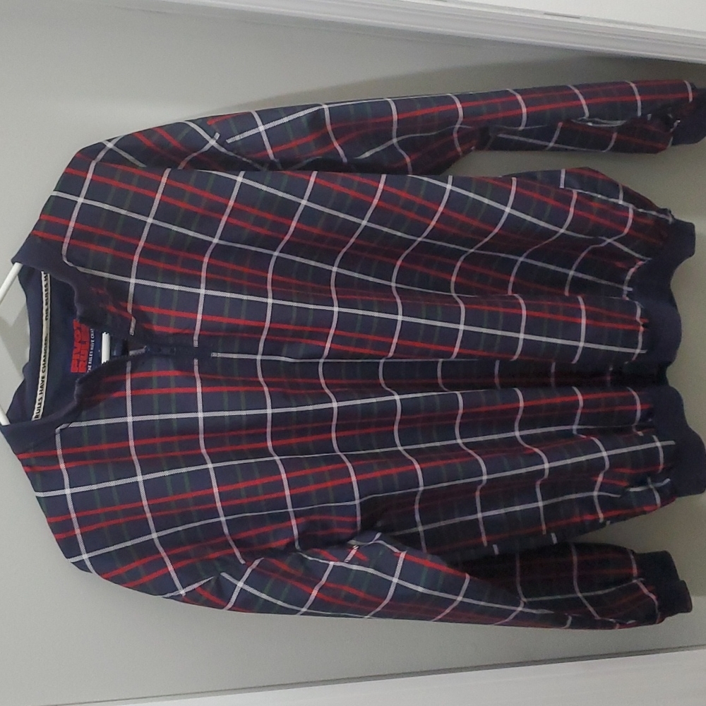 Pivot Rules Men's Quarter Zip Pullover Golf Jacket Windbreaker Plaid Medium